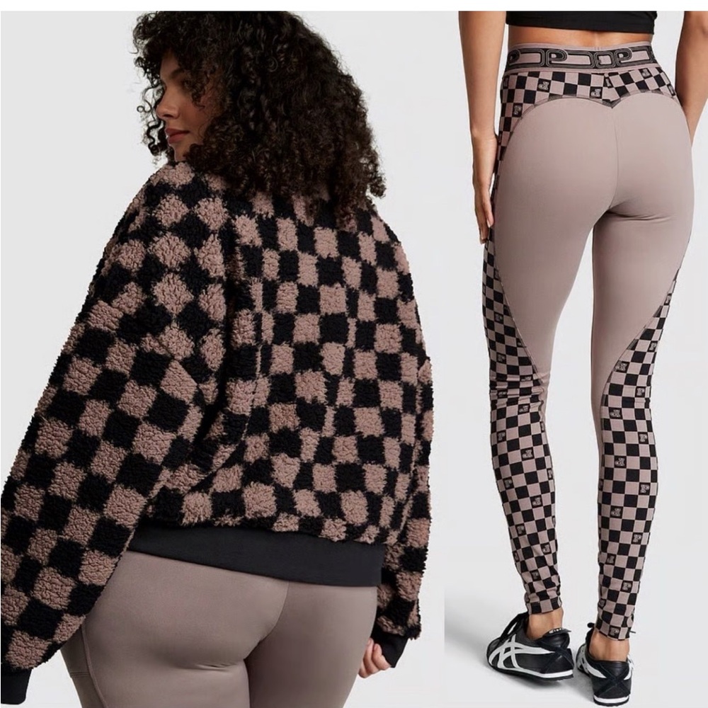 PINK Victoria's Secret Black and Brown Checkered Sweater and leggings set - Picture 6 of 8